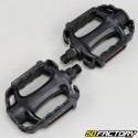 Black plastic bicycle flat pedals 110x85 mm