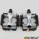 Flat aluminum pedals for bicycle gray and black 98x65 mm