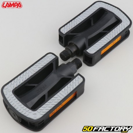 Non-slip plastic flat pedals for bicycles Lampa black and gray 105x70 mm