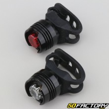 Round front and rear lights with black bicycle LEDs