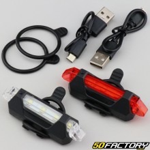 Front and rear rechargeable LED bike lights