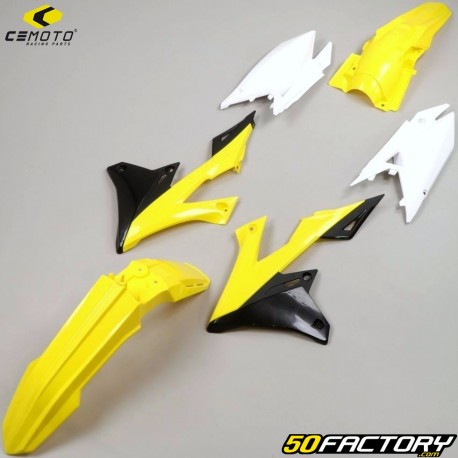 Kit de carenado Suzuki  RM-Z XNUMX, XNUMX (desde XNUMX) CeMoto amarillo, negro y blanco