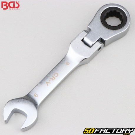 9 mm BGS articulated short ratchet combination wrench