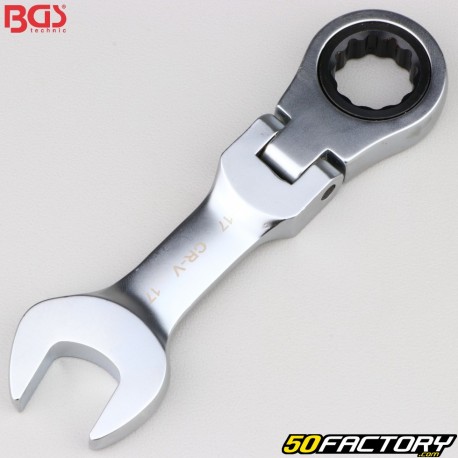 17 mm BGS articulated short ratchet combination wrench