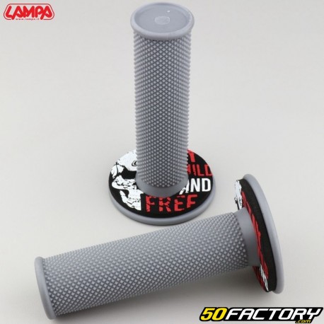 Puños Lampa Off-Road Gripgris con donuts negros y rojos