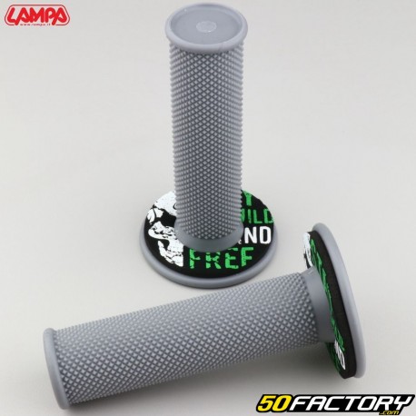 Poignées Lampa Off-Road Grips grises avec donuts noirs et verts