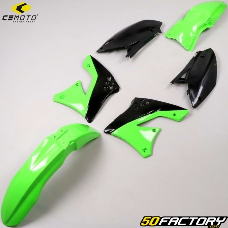 Kit carenados Kawasaki KXF XNUMX (XNUMX - XNUMX) CeMoto verde y negro