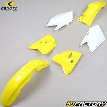 Kit de carenado Suzuki  RM XNUMX, XNUMX (XNUMX - XNUMX) CeMoto amarillo y blanco