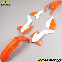 Plastics kit KTM EXC, EXC-F 125, 200, 250, 300... (2014 - 2016) CeMoto orange and white