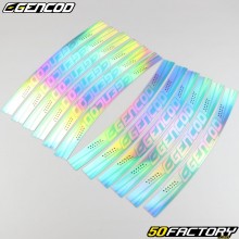 Rim stripes stickers Gencod  holographic white and turquoise