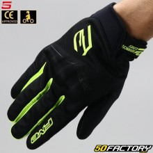 Guantes street Five Globe Evo aprobados CE negro y amarillo fluo