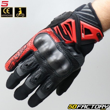 Gants street Five RS-C homologués CE noirs et rouges