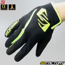 Gants street Five RS5 Air homologués CE moto noirs et jaunes fluo