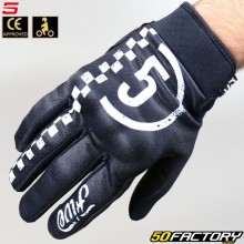 Gants street Five Globe Racer homologués CE noirs et blancs