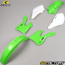 Kit de carenagens Kawasaki KX 125, 250 (1999 - 2002) CeMoto verde e branco