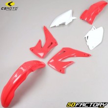 Kit carénages Honda CRF 450 R, X (2004) CeMoto rouge et blanc