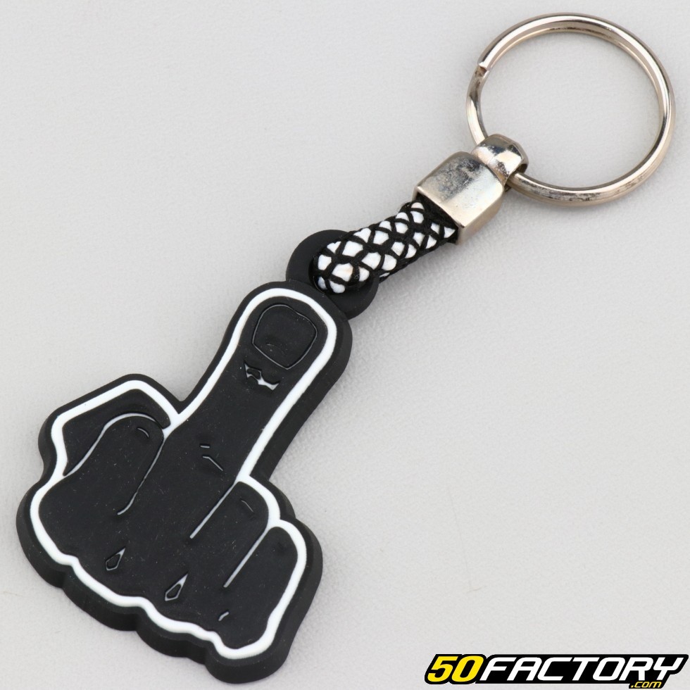 Porte-clés avec puce de panier moto, Couleur métallique, noir