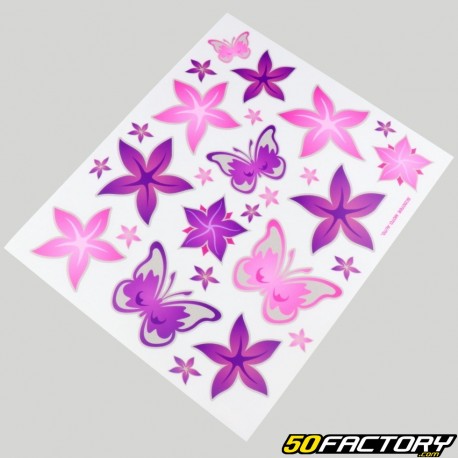 Pegatinas de flores y mariposas de XNUMXxXNUMX cm (hoja)