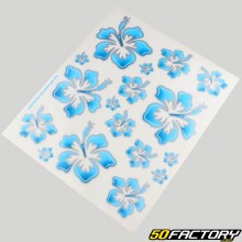 Stickers fleurs bleues Hawaii 24x20 cm (planche)