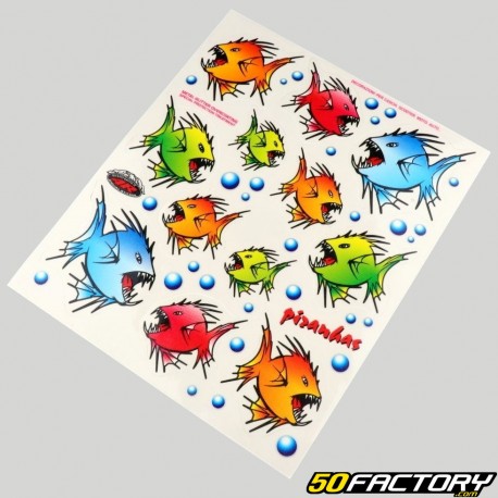 Stickers piranhas 24x20 cm (planche)