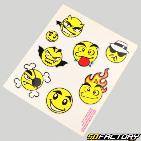 Stickers smileys 16x13.5 cm (planche)