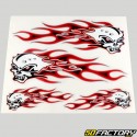 Burning skull stickers 24x20 cm red (sheet)