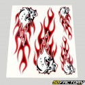 Burning skull stickers 24x20 cm red (sheet)