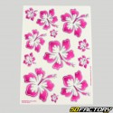 Stickers fleurs roses Hawaii 34x24 cm (planche)
