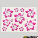 Stickers fleurs roses Hawaii 34x24 cm (planche)