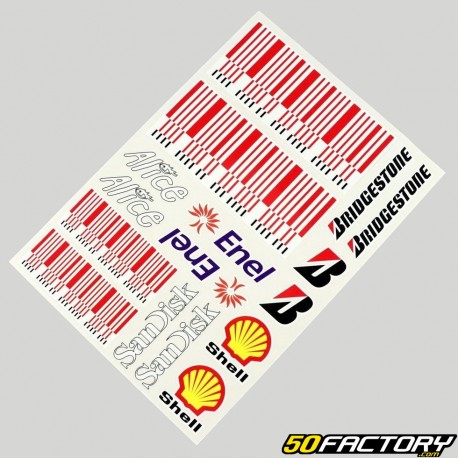 Stickers Alice, Bridgestone, Shell... 34x24 cm (planche)