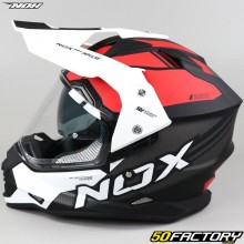 Capacete Enduro Nox NXNUMX Impulse branco e vermelho mate