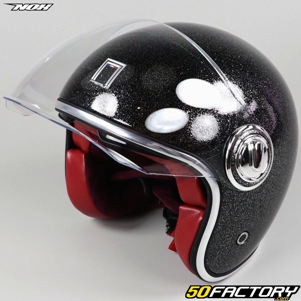 Casque jet Nox Heritage noir pailleté – Équipement moto