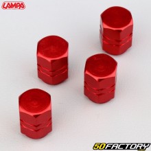 Tampas de válvulas hexagonais Lampa Sport-Cap vermelhas (conjunto de 4)