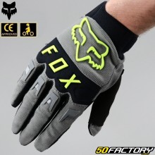 Luvas cross Fox Racing Dirtpaw aprovada pela CE para motocicleta cinza e amarelo fluorescente