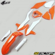 Kit de carenagem completo KTM EXC, EXC-F 150, 250, 300... (desde 2020) UFO laranja e branco