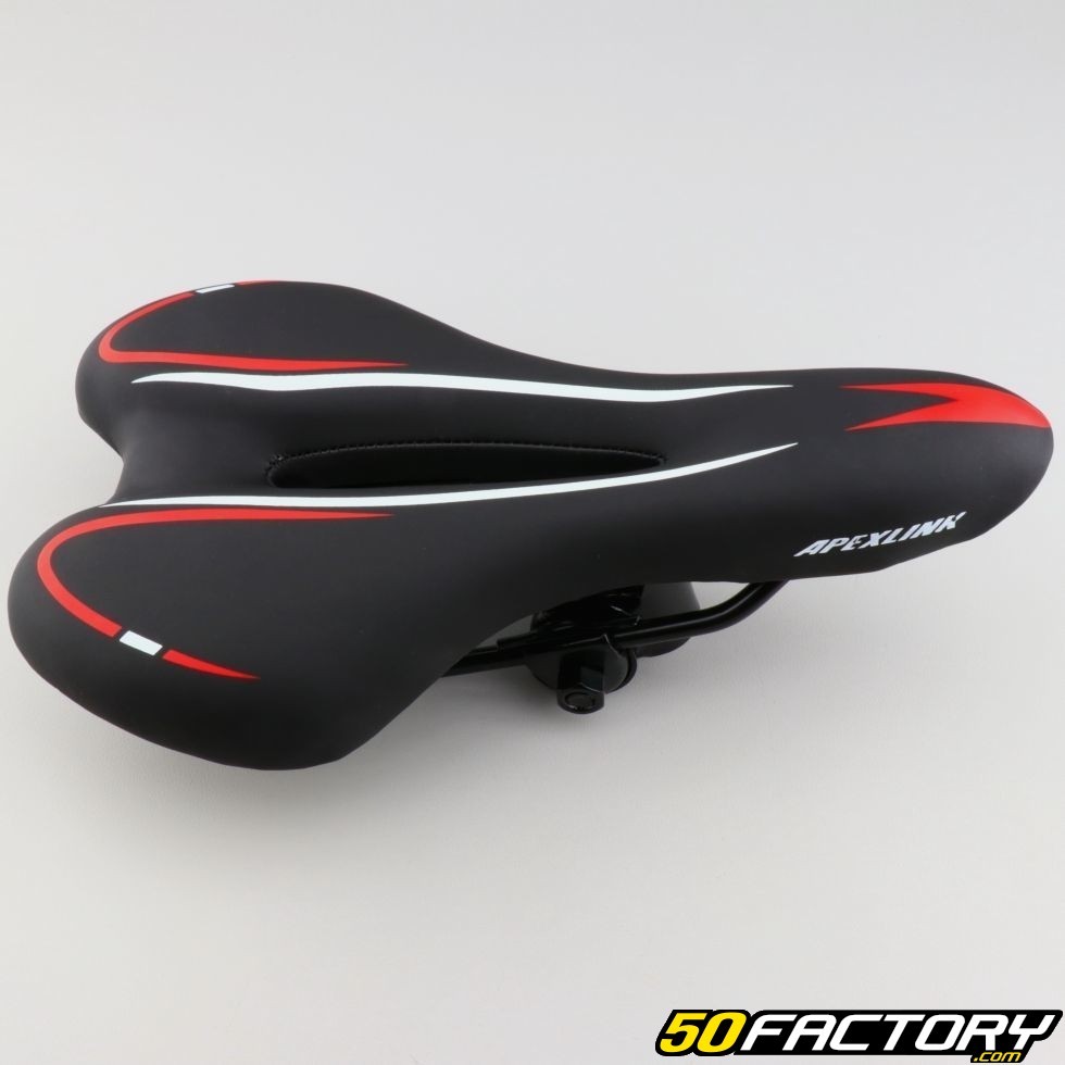 Selle vélo VTT/route 290x150 mm noire et rouge - Pièces universelles