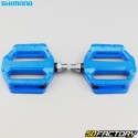 Shimano PD-EF202 blaue Aluminium-Flachpedale für Fahrräder 110x102 mm