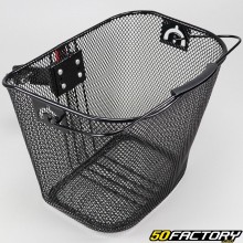 Black bicycle front basket with VXNUMX bracket