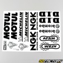 Stickers Michelin, Motul, Afam... 34x24 cm noirs (planche)