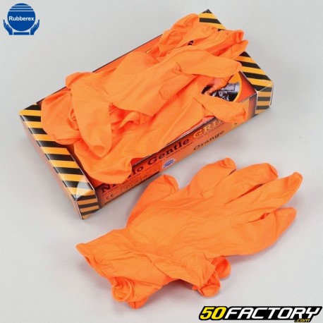 Guantes desechables de nitrilo para mecánicos Rubberex Grip 8.5 g de naranjas (paquete de 50)