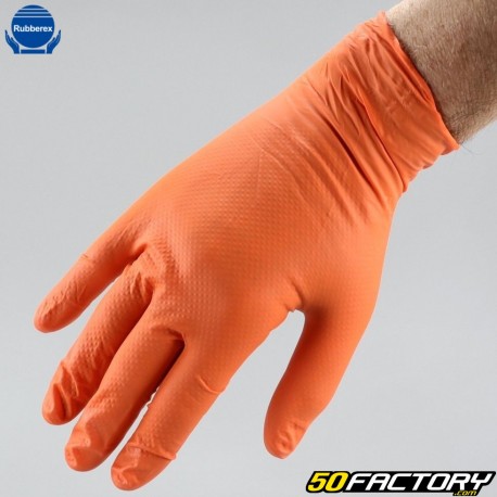 Guanti da meccanico monouso in nitrile Rubberex Grip Arance 8.5G (confezione da 50)