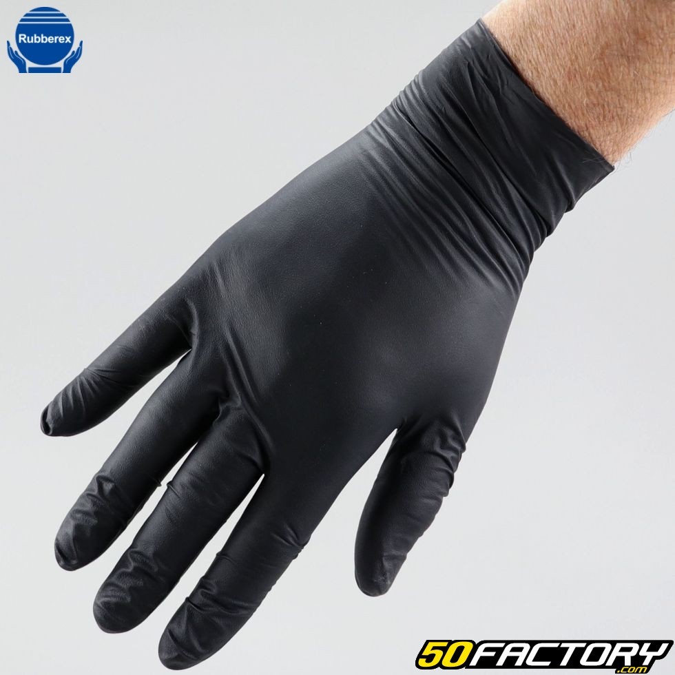 Gants jetables nitrile noir 24 cm (boite de 100 gants)