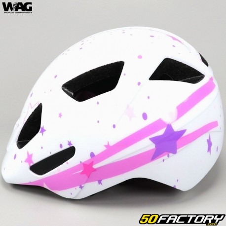 Capacete de bicicleta infantil Wag Bike Stars branco e rosa