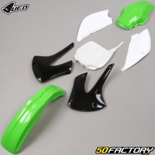 Kit carénages Kawasaki KX 85 (2001 - 2013) UFO blanc, vert et noir