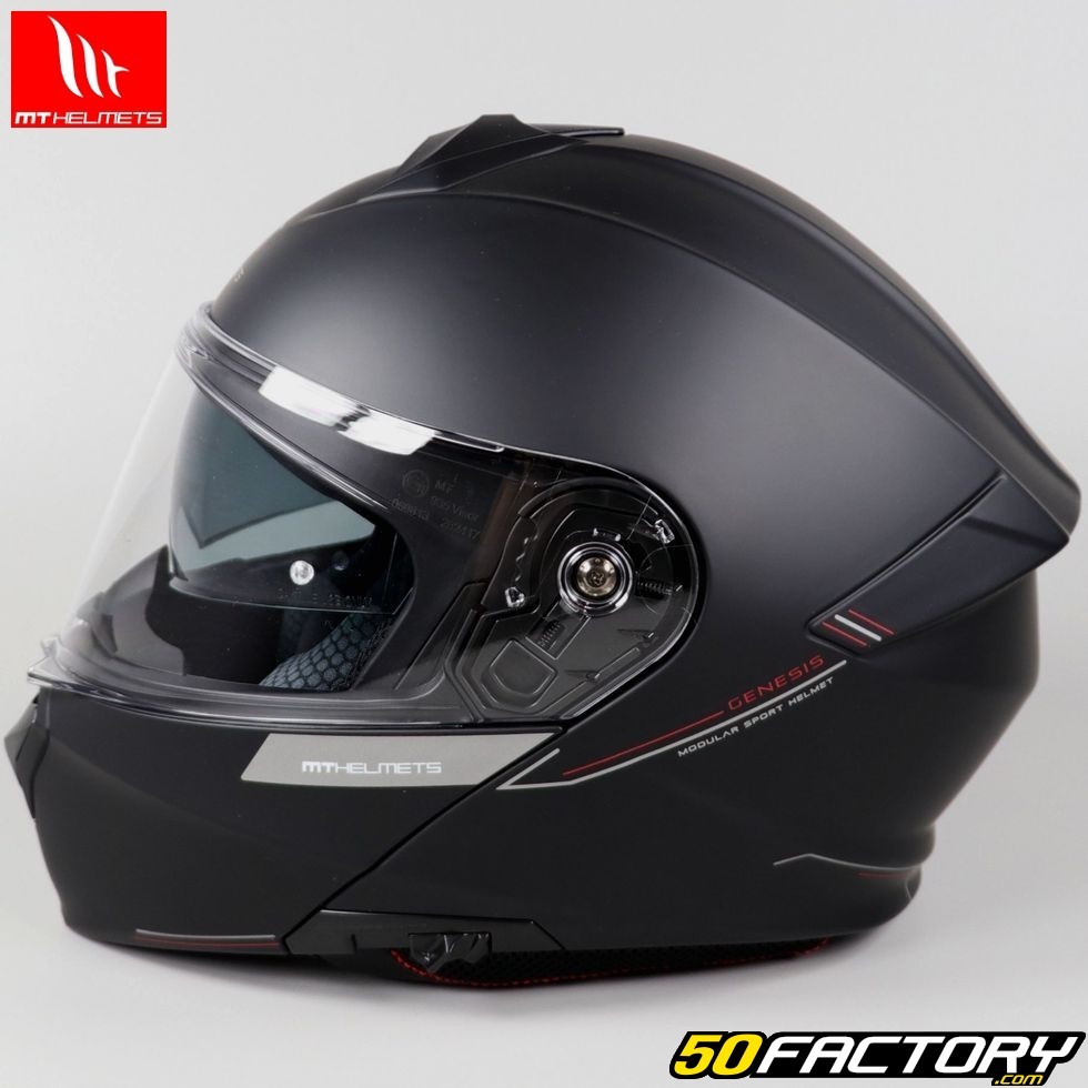 Casque Moto Modulable Homologué P/J Mt Casque ATOM sv SKILL A1 Noir Mat  Vente en Ligne 