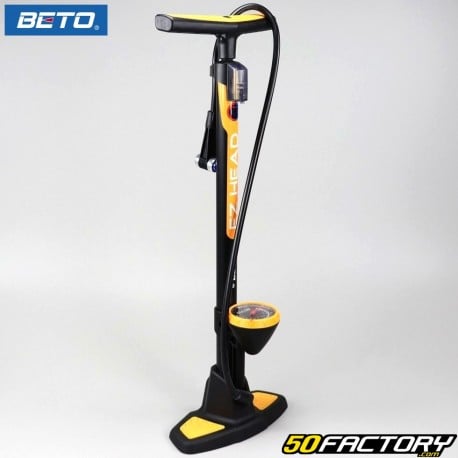 Ã˜32mm Foot Inflator Pump with Beto Pressure Gauge EZ Head yellow