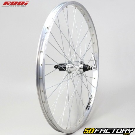 Ruota posteriore bicicletta 24&quot; (21-507) per cassetta 8/9/10V Rodi QR Parallex alu grigio