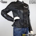 chaqueta de cuero de mujer Restone  Agotadasride r Moto homologada CE negra