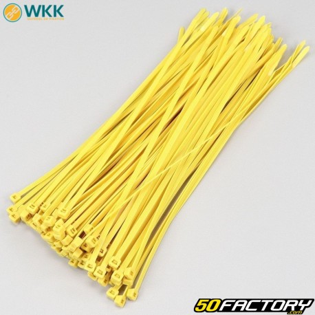 Colliers plastique (rilsan) 4.8x300 mm WKK jaunes (100 pièces)