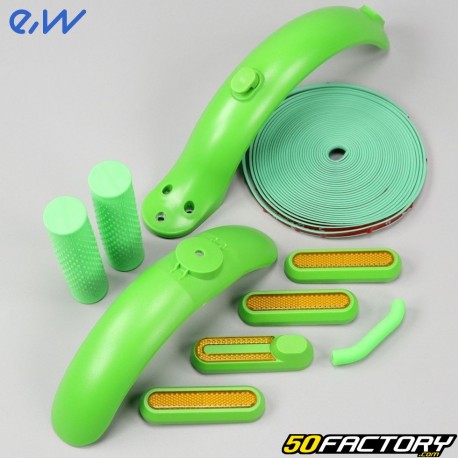 Front and rear mudguards with handles and edging for Xiaomi M365 scooter, Pro Green eWheel (customization kit)